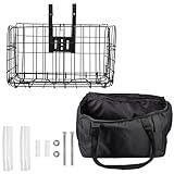 SHINYPASING Fahrrad Frontkorb für Mountainbike aus Robustem Eisen mit Abnehmbarer Canvas Tasche 2 Stück für Cruiser und Falträder Stabiler Hängekorb für Alltag und Lebensmittel