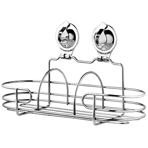 KADAX Duschkorb mit Saugnapf, Duschablage aus Stahl, ohne bohren, Badregal, Duschregal für Bad, Shampoo, Seife, Wandregal, Badezimmerablage, Wandmontage, Wandablage (1 Etage)