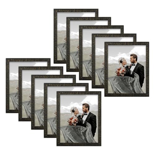 Golden State Art 11x14 Picture Frame,Rustic Black Solid Wood & Plexiglass