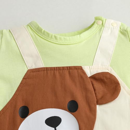 Image of Hopscotch Baby Unisex Animal Print Short Sleeves Cream Rompers