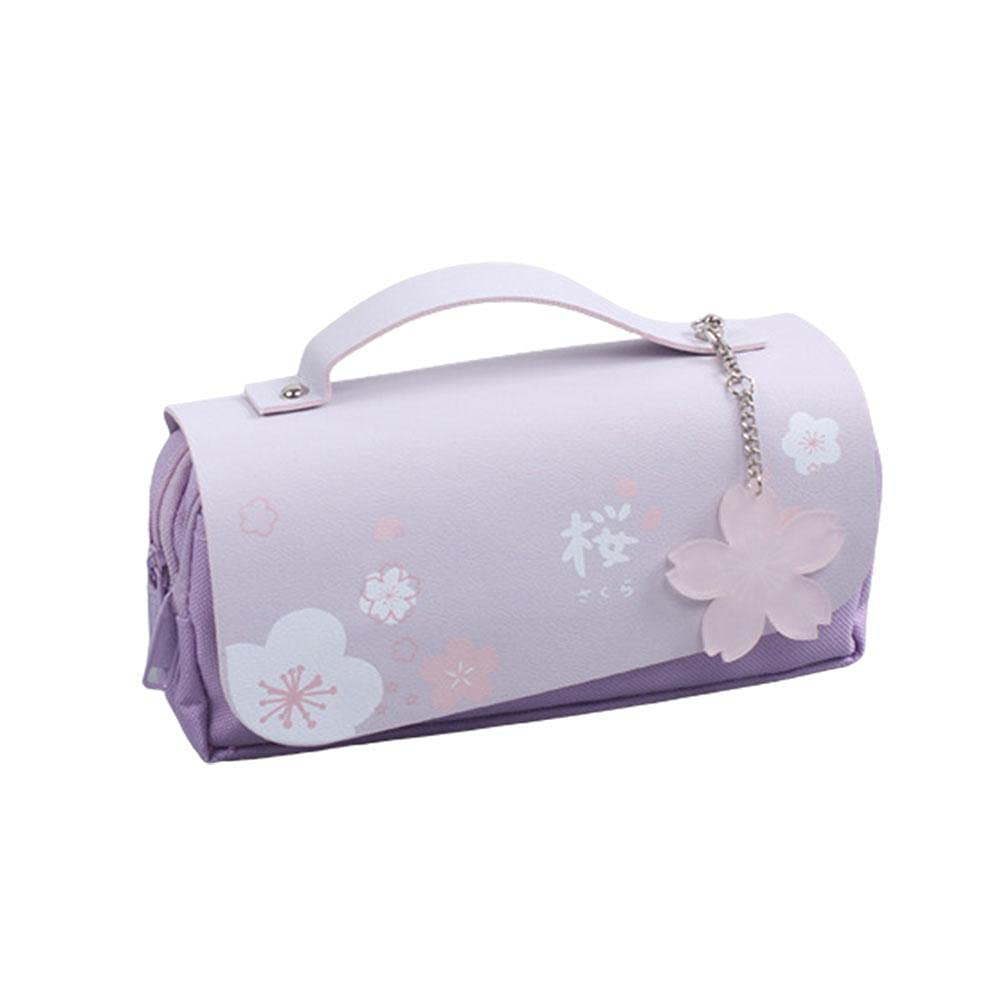 Pencil Cases Large Capacity PU Leather Pen Bag with Zipper Kawaii Pen Pouch Storage Organizer for School Girl Sweet Pencil Holder Pen Box Stationery Gift
