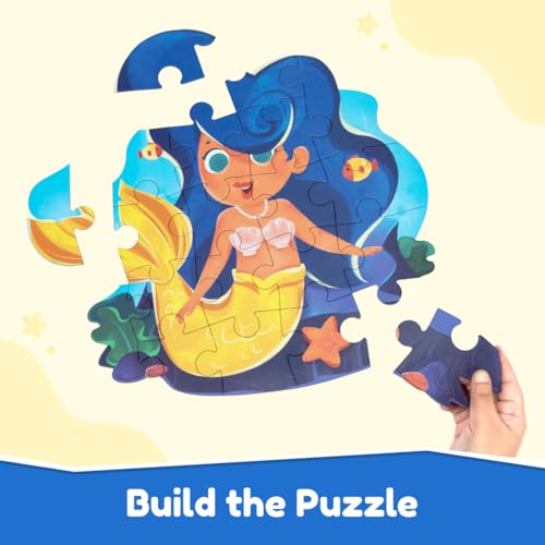 Image of Bloomingo Puzzle Kit - My First Jigsaw Puzzle - Unicorn & The Friendly Fairy - Jigsaw Puzzle for Kids (2-4 Years) 20+ Jigsaw Pieces (Mermaid)