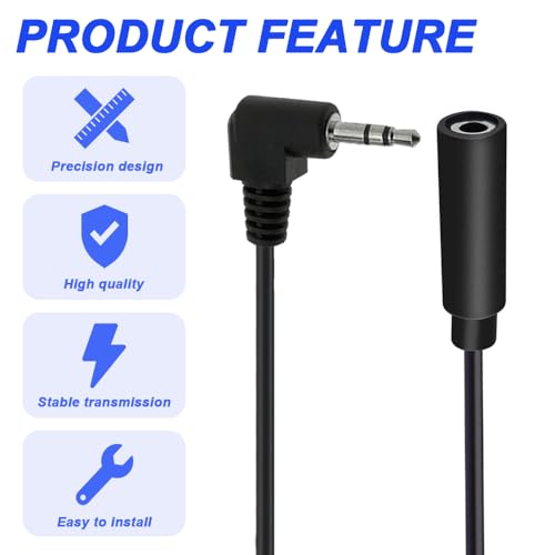 Cable TRS de 3.5 mm a cable desnudo con conector macho de 90 grados y hembra de 30 cm pack de 10 6