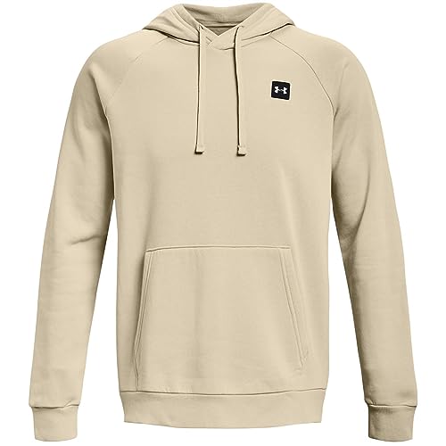Under Armour Mens Rival Fleece Hoodie, (289) Khaki Base / / Onyx White, XX-Large