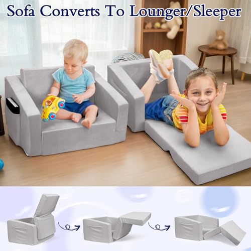 Fccabin ETSF-001 Foldable Kids Couch, 2-In-1 Kids Sofa Fold Out Couch & Bed Kids Recliner thumb #2