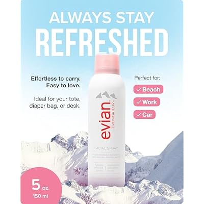 Evian Facial Spray 1.7 oz - Hydrating Mineral Water Mist for Face & Skin - Refreshes Makeup and Tones Skin - TSA-Approved Mini Facial Spray Set for Daily Skincare Hydration