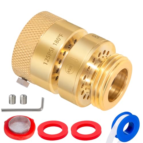 PK1390 Replacement Self Draining Vacuum Breaker 1-1/16 Fine Thread Female to 3/4 GHT Thread Male Hose Bib Backflow Preventer Lead-Free Brass