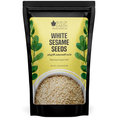 Bliss of Earth White Sesame Seeds For Eating Natural Whole Til Seeds for Eating & Tahini Non-GMO Rich in Nutrients Versatile Cooking Ingredient 200gm