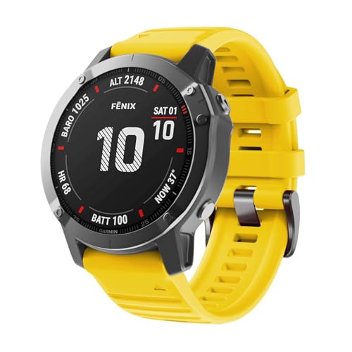 Image of ANCOOL Compatible with Fenix 6X /7X Band 26mm Quickfit Soft Silicone Watch Band Replacement for Fenix 5X /Fenix 8 51mm /Fenix 5X Plus /Fenix 3 /Fenix 6X Pro /Descent Descent MK2i Smartwatches (Yellow)