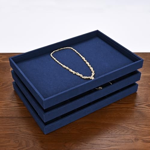 12 Grids Jewelry Tray Bracelet Tray Bangle Tray Microfiber Jewelry Display Tray Stackable Jewelry Trays for Bracelet Bangle Holder Watch Earring Brooches Display Tray (Blue)