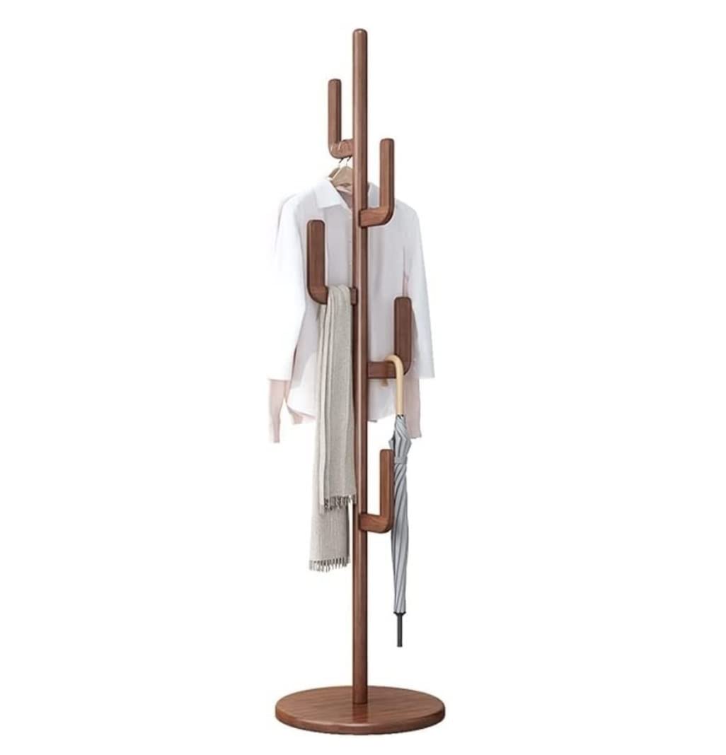 Porte-manteau en bois de noyer massif avec étagère d'angle en forme d'arbre pour la chambre