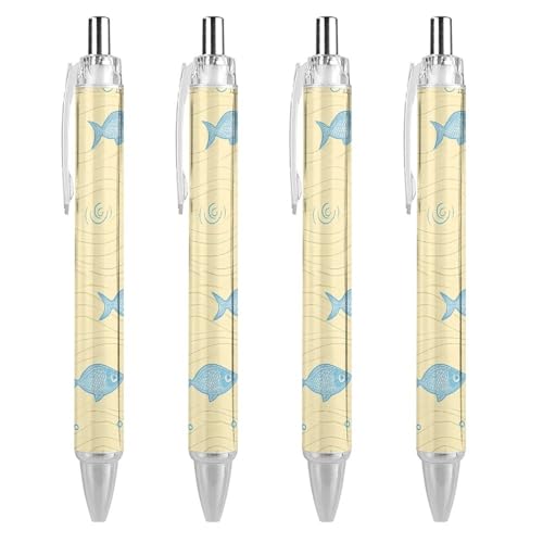 Bolígrafos retráctiles Cute Fish negros de 0,5 mm, escritura fluida y premium