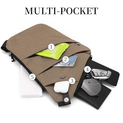 Image of Anti Theft Crossbody Bag,Sling Bag for Women Men,Multi-pocket Chest Shoulder Bag for Travel, Sport, Work