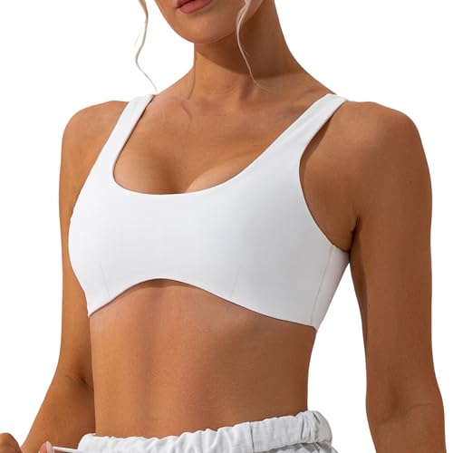 ABOCIW Womens Scoop Neck Sports Bra Padded U Back Medium Impact Fitness Gym Yoga Bra Workout Crop Top