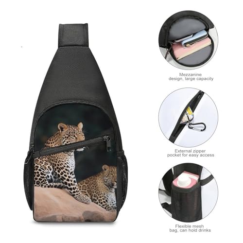 Mochila tipo sling African Leopard blanca para senderismo miniatura 5