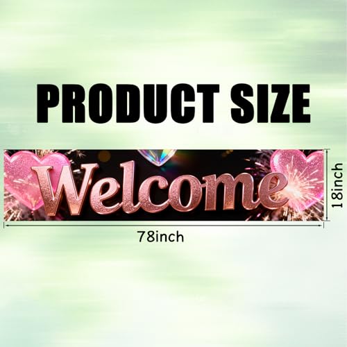 Image of Nuxovilar Welcome Home Banner Pink Glitter Heart 17.7x78.7 Polyester