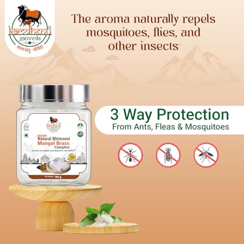 Image of Desi Natural Bhimseni Mangal Baras Camphor | 100% Pure Organic Feng Shui Baras Kapoor | Lab-Tested Edible | Electric Diffuser, Havan, Jain Aarti Pacha Karpooram | 100g, Bhimsen Kapuram 100g