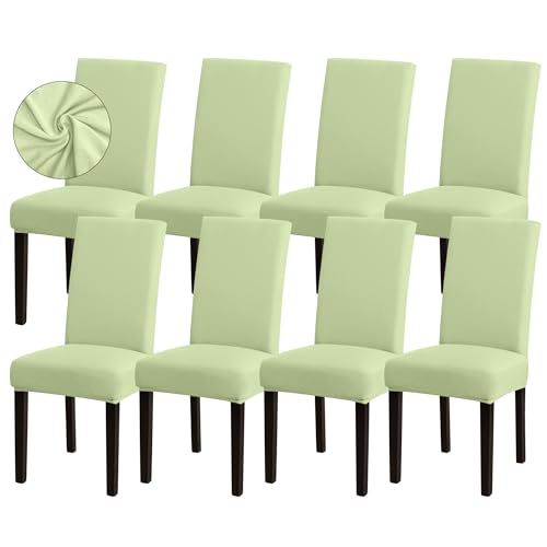 Sufdari Dining Chair Covers,Kitchen Chair Cover,Parsons Chair Slipcover,Spandex Chair Protectors for Dining Room Stretch Chairs Cover Set of 8 -Green