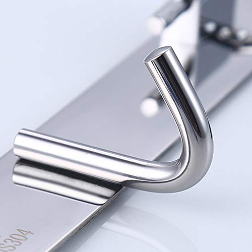 Exttlliy 304 Stainless Steel Broom Holder Organizer Multifunctional S-Style Wall Mount Mop Storage Hanger Racks (3 Positions Hooks)