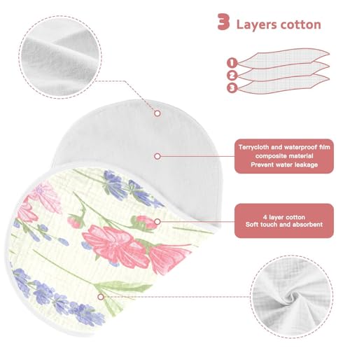 Kigai Wildflowers Burp Cloths for Baby 4-Layer Cotton Muslin Burping Cloths 22x11 inch Super Soft & Absorbent Spit Up Burp Rags for Newborn Boys Girls 1 Pack3