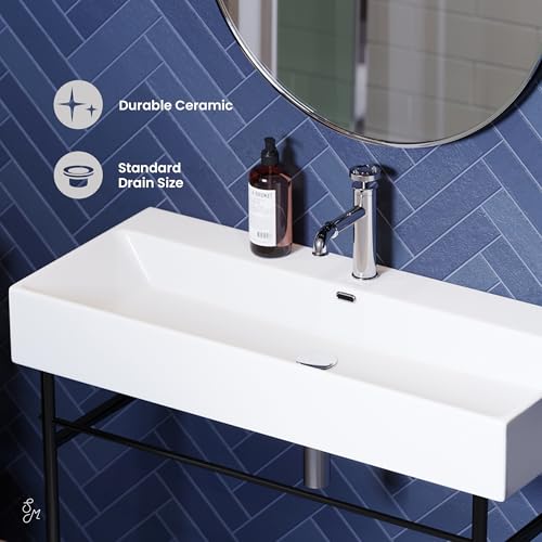 Image of Swiss Madison Well Made Forever SM-CS734, Claire 40 inch Ceramic Console Sink In Glossy White Basin