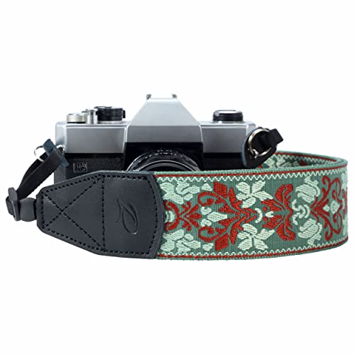 Sangle pour appareil photo - 5,1 cm rétro avec broderie jacquard multi-motifs, sangle réglable large pour appareil photo reflex numérique/SLR (fleur pastorale vintage) Cover