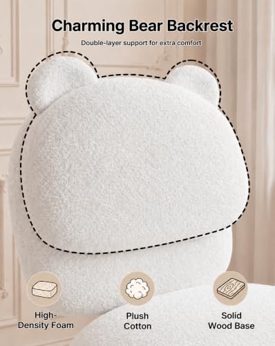 HUANUO Fluffy Vanity Chair w/ Bear Backrest (White) - image 8