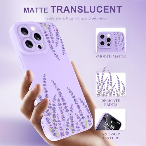 Image of Designed for iPhone 16 Pro Max Case, Cute Lavender Flower Floral Pattern Design, Slim Soft TPU Liquid Silicone Protective Cover for Women Girls - Purple