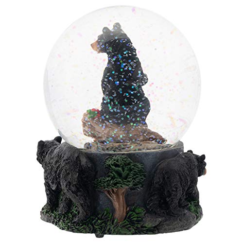 Black Bear Friend Couple 100Mm Musical Snow Globe Plays Tune Born Free #TOP2