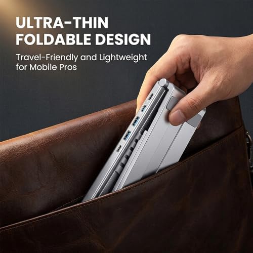 Sakerplus 8-in-1 Laptop Docking Station, Hub7 Foldable Laptop Stand with 4K HDMI, PD 100W USB-C Charging, USB 3.0, SD/TF Card Reader, Adjustable Ergonomic Stand with Anti-Slip Pads - 4