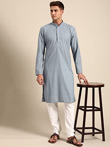 Men's Designer Chikankari Embroidered Kurta with Churidar Set (SQR) |21 Options|3