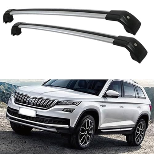 Menabo Barre portapacchi compatibili con VW Polo 2021 – 2025, in acciaio, 50 kg, argento, 2 pezzi, senza barre per portabici, box da tetto, portasci con serratura