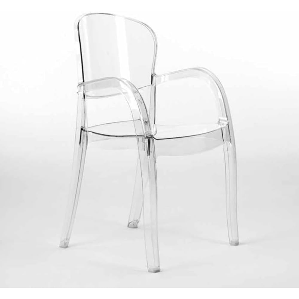 Grandsoleil Upon Joker - Sedia impilabile in policarbonato trasparente, 54 x 55 x 89 cm, colore: Trasparente