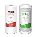 SimPure 2-Stage 10" x 4.5" Whole House Water Filter Replacement Cartridges, 5 Micron Sediment and Carbon Water Filters Combo, for GE FXHTC, GXWH40L, WGB21B, FP15B, FC15B, 2-Pack
