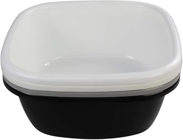 Bblie Set of 4 Plastic Square Washing Up Bowl Basin, 13" x 13" x 5.5"