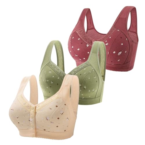 Sujetador yoga dormir comodidad sin costuras damas talla 50 con hebilla frontal ajustable caqui