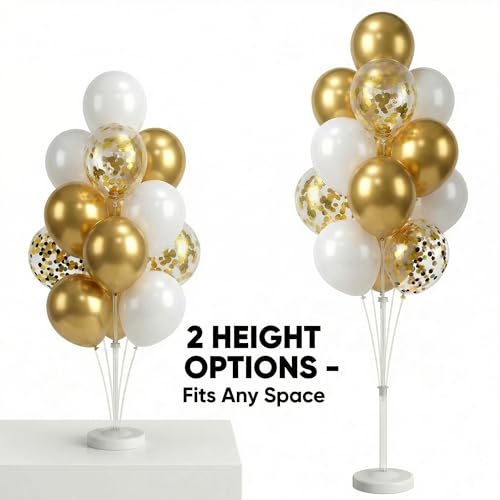 Image of Balloon Column Kit Floor-Set of 2 with Gold Balloons-5FT Balloon Tower Stand Sticks with Water Base&Pole,Balloon Pillar Decoration for Anniversary Birthday Party,Baby Shower,Wedding,Bachelorette Party