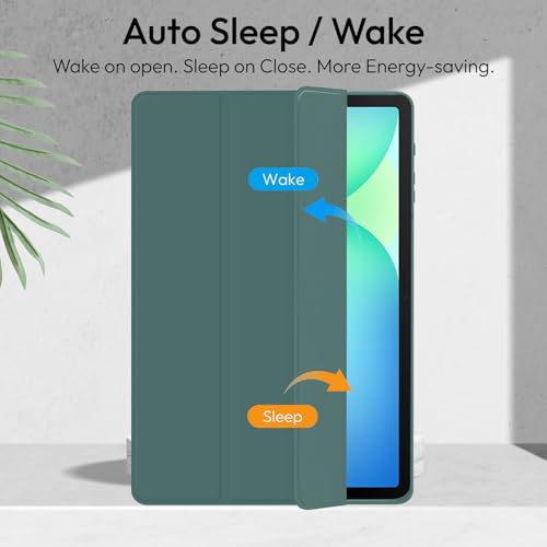 Image of Robustrion Cover Case for Samsung Galaxy Tab S10 FE Plus 13.1 inch Cover with [Pencil Holder] Hybrid Cover for Samsung Tab S10 FE Plus 13.1 inch Tablet [Auto Sleep Wake Support] - Dark Green