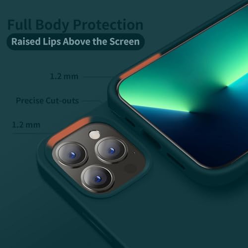 Image of M Cart Liquid Silicon case for iPhone 14 Pro Max, Soft TPU Shockproof Scratch Resistant Slim Thin Protective Cover Case (Dark Greenish Blue)
