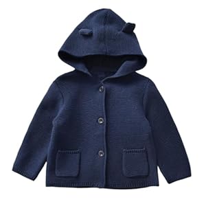 Baby Boys Cardigan Sweater Toddler Girls Knit Hooded Jacket Button Outwear Outfit Tops Sweatshirt