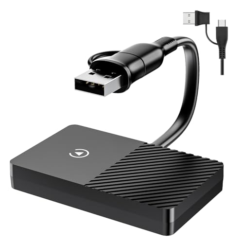 Wireless CarPlay Adapter for iPhone, for Apple CarPlay Adapter Android Auto 2 in 1, Plug and Play, Convert Wireless CarPlay for iPhone and Android ，with USB/USB-C Ports