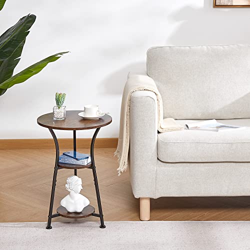 Dulcii Small Round End Table For Narrow And Small Space, 3-Tier Round Accent Couch Beside Table, Modern Side Table Corner Sofa Table Nightstand For Living Room Bedroom #TOP7