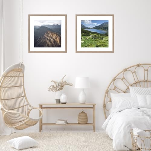 Image of JCJMY 22x22 Picture Frame Rustic Brown with 18x18 Mat, Display Photo 18x18 with Mat or 22 x 22 Without Mat, Wall Hanging Large 22x22 Poster Frame with Shatter Resistant Plexiglass, Rustic Brown