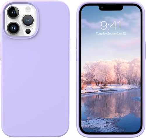 Image of DIZORO Microfiber Candy Case Compatible for iPhone 13 Pro Max Shockproof Slim Back Cover Liquid Silicone Case - Purple