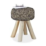 Relaxdays Hocker Design: B, Schwarz/Beige, One Size
