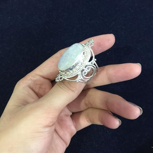 Bague pierre de lune argent 925 ne verdit pas le doigt taille 60 - 3