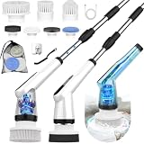 WKY-Electric Spin Scrubber - Upgraded 12-in-1 IPX7 Waterproof Shower Scrubber, Retractable Handle & 2-Speed for Toilet, Bathroom, Bathtub, Tile Floors