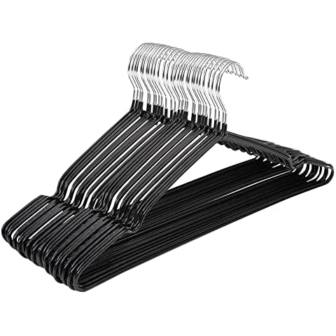 Supply Cube 20Pcs Rubber Coated Metal Hangers | Non Slip Hangers with 4mm Thickness | Wardrobe Organiser Clothes Hangers | Space Saving Hangers for Wardrobe Rail, Rack Cover