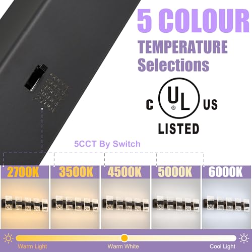 Image of Modern LED Bathroom Light Fixtures Dimmable 5-Light Black Vanity Light