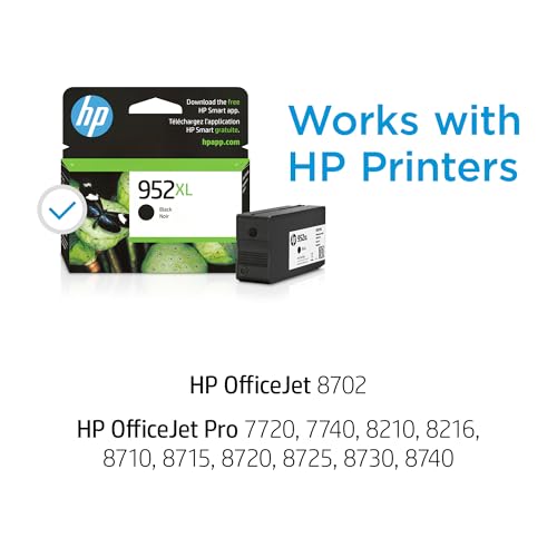Image of HP 952XL Black High-Yield Ink Cartridge Printers | Works OfficeJet 8702 OfficeJet Pro 7720,7740,8210,8216,8710,8715,8720,8725,8730,8740 | Eligible for Instant Ink-| F6U19AN,(Pack of 2)
